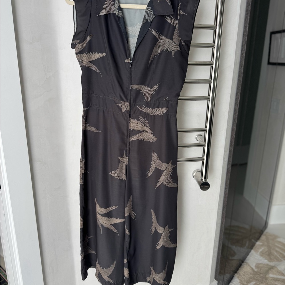 Karen Zambos Black jumpsuit with Beige Bird Print - GORGEOUS